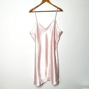 Vintage Pastel Pink Satin Lace Neglige Slip Dress